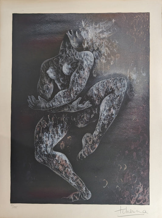 Danse by Ludmilla Tchérina (1967) signed limited edition lithograph showing a stylized nude ballet figure in motion