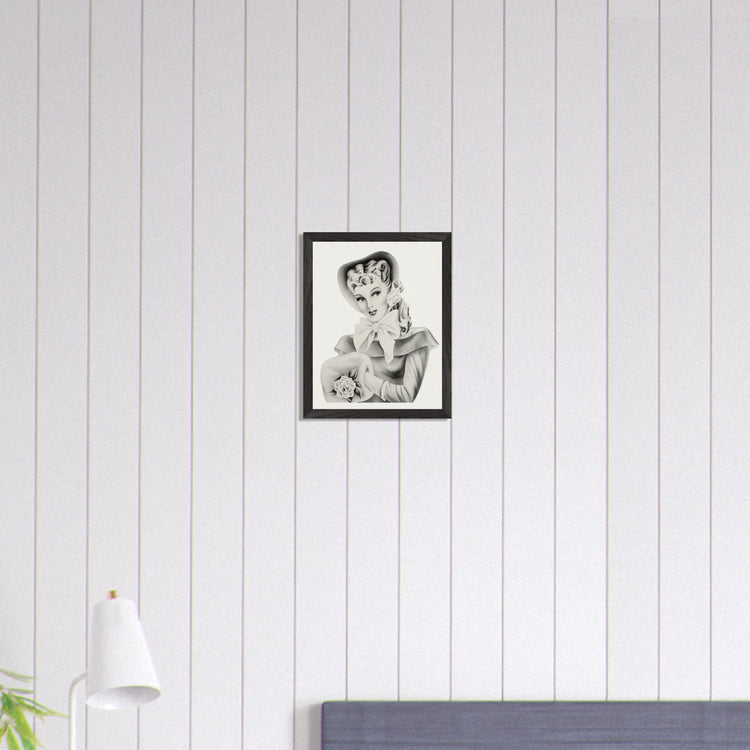 Vintage Romantic Portrait - Portrait with Bow | 1940s Turner Airbrushed Art