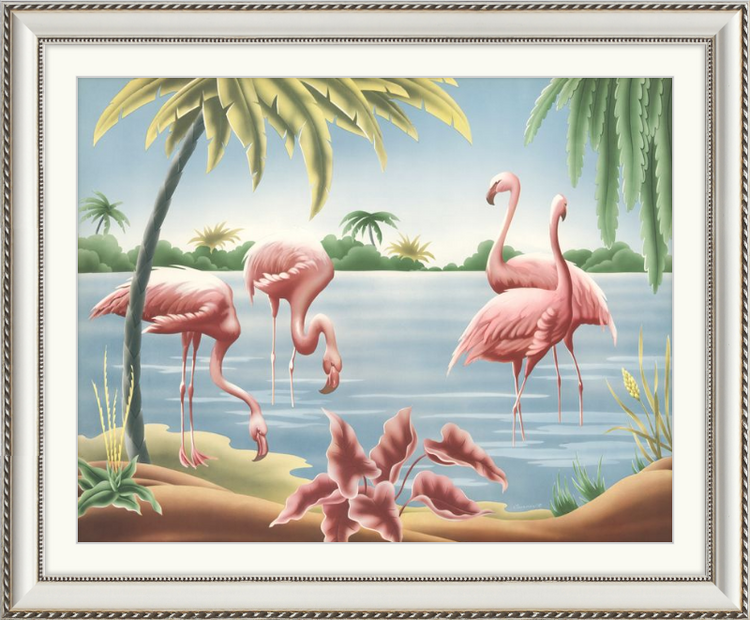 Custom Framed Turner Flamingo | Premium Giclee Print | Vintage Bird Lithograph