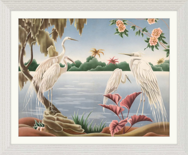 Custom Framed Turner Egrets | Premium Giclee Print | Vintage Bird Lithograph