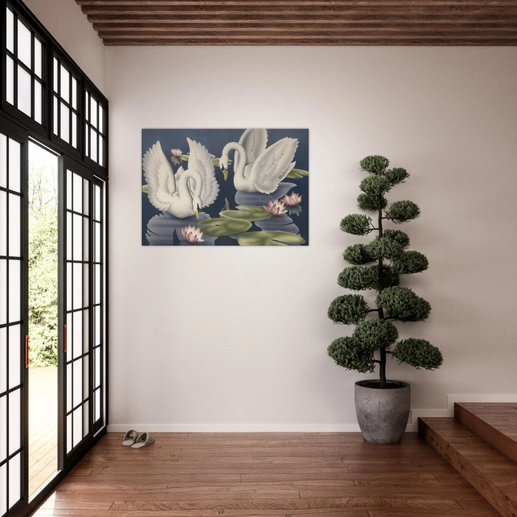 Turner Swans and Lillies Wrap-Around Canvas Print | Vintage Bird Wall Art