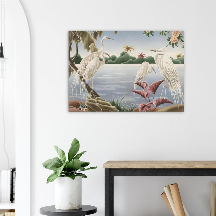 Turner Egrets Wrap-Around Canvas Print | Vintage Lakeside Bird Wall Art