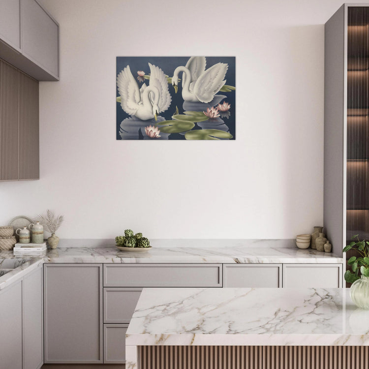 Turner Swans and Lillies Wrap-Around Canvas Print | Vintage Bird Wall Art