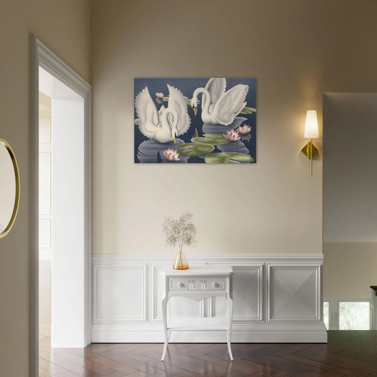 Turner Swans and Lillies Wrap-Around Canvas Print | Vintage Bird Wall Art