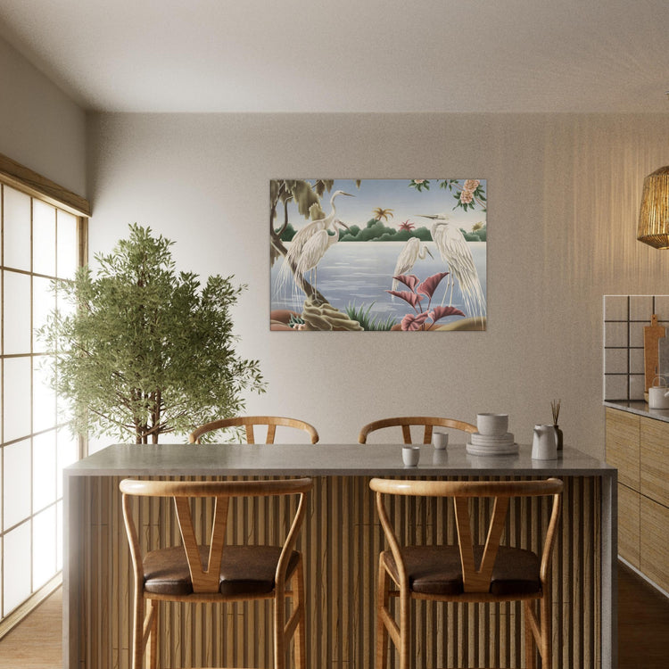 Turner Egrets Wrap-Around Canvas Print | Vintage Lakeside Bird Wall Art
