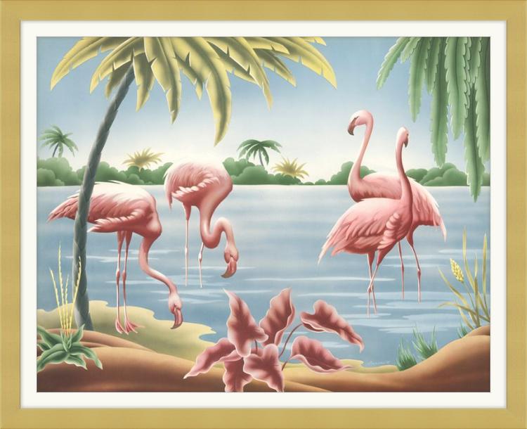 Custom Framed Turner Flamingo | Premium Giclee Print | Vintage Bird Lithograph
