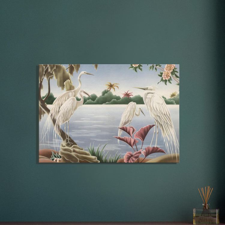 Turner Egrets Wrap-Around Canvas Print | Vintage Lakeside Bird Wall Art