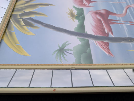 Framed Turner Flamingo Mirror Art | 1950s Mint Print | Acrylic Glazing | Frame with Minimal Wear - Framed Prints - Pink Flamingos