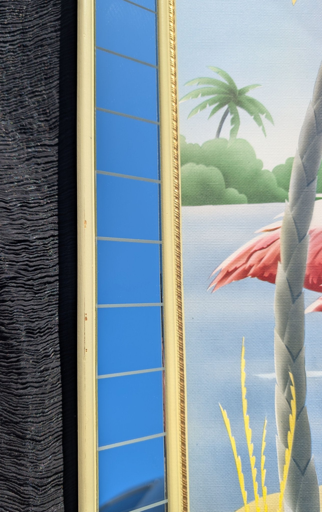 Framed Turner Flamingo Mirror Art | 1950s Mint Print | Acrylic Glazing | Frame with Minimal Wear - Framed Prints - Pink Flamingos