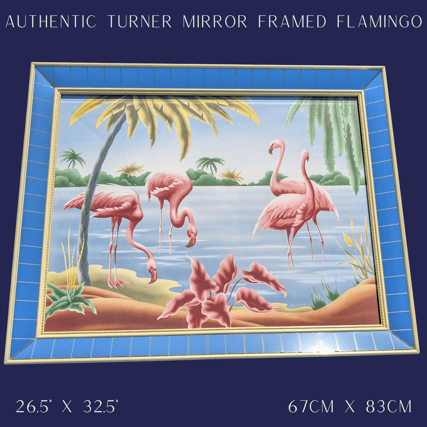 Framed Turner Flamingo Mirror Art | 1950s Mint Print | Acrylic Glazing | Frame with Minimal Wear - Framed Prints - Pink Flamingos