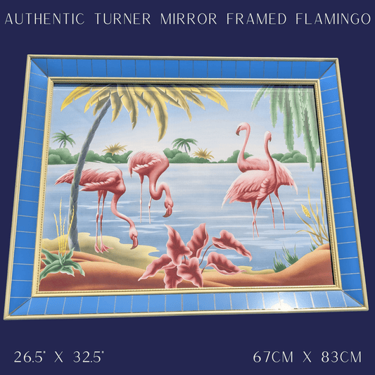 Framed Turner Flamingo Mirror Art | 1950s Mint Print | Acrylic Glazing | Frame with Minimal Wear - Framed Prints - Pink Flamingos