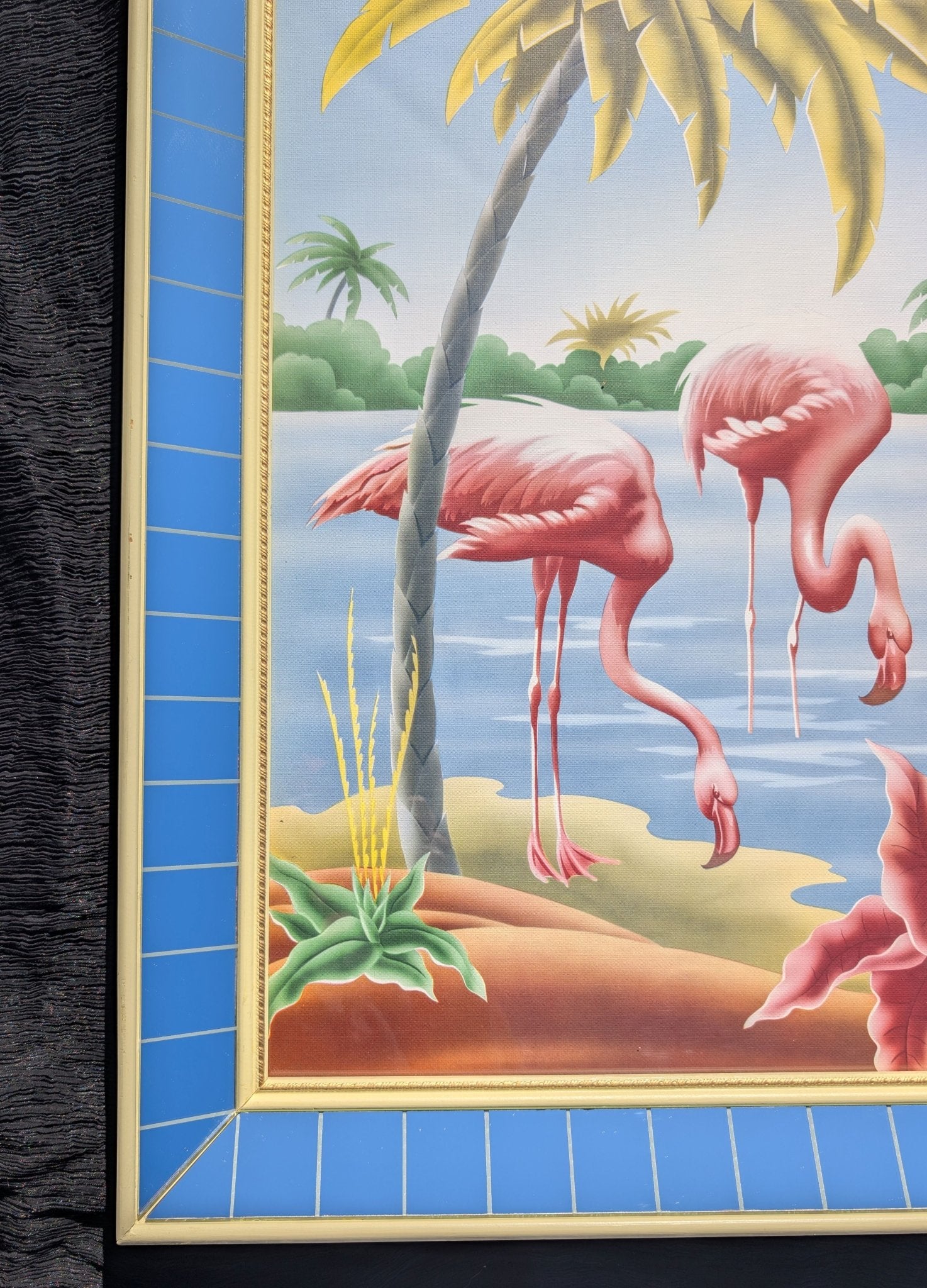 Framed Turner Flamingo Mirror Art | 1950s Mint Print | Acrylic Glazing | Frame with Minimal Wear - Framed Prints - Pink Flamingos