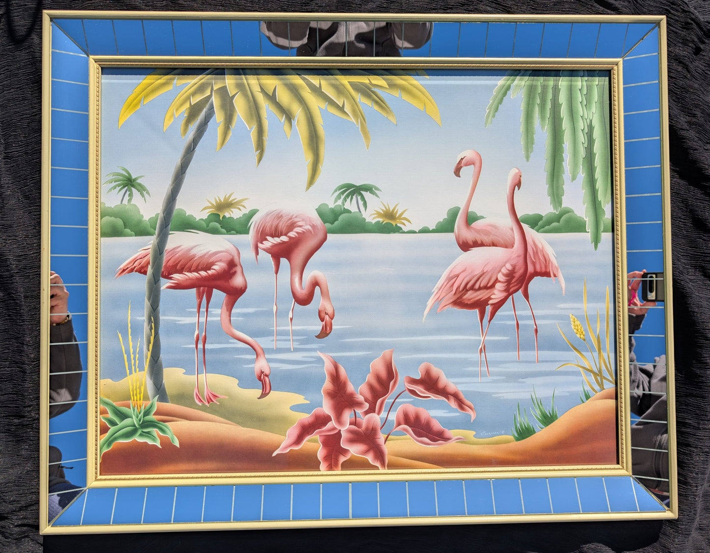 Framed Turner Flamingo Mirror Art | 1950s Mint Print | Acrylic Glazing | Frame with Minimal Wear - Framed Prints - Pink Flamingos