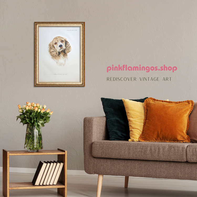 Blond Cocker Spaniel by Rolf Anderson | Vintage 1940s Hand-Colored Engraving | Dog Breed Wall Art