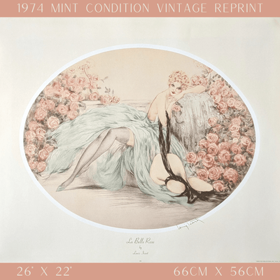 La Belle Rose by Louis Icart, mint condition vintage Art Deco lithograph printed in the 1970s