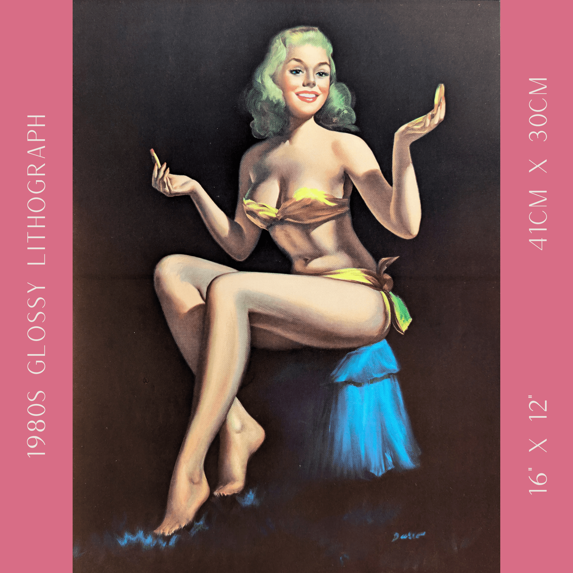 Pinup Set (6) by D’Ancona, Darro, DeVorss & Erbit | 1940s–50s Style | 1980s Glossy Lithographs - Lithograph - Pink Flamingos