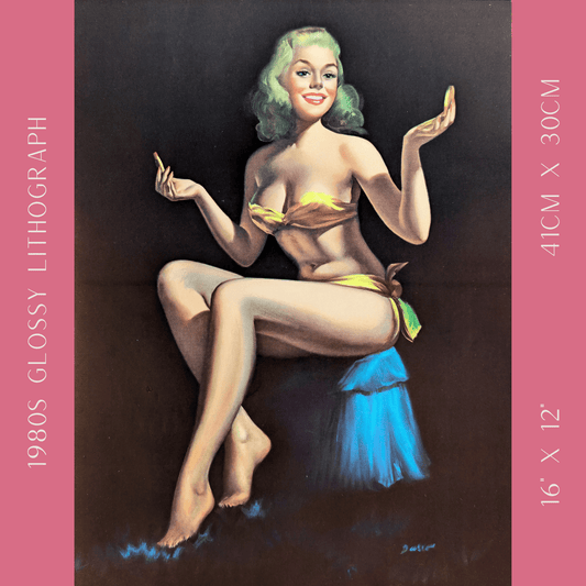 Pinup Set (6) by D’Ancona, Darro, DeVorss & Erbit | 1940s–50s Style | 1980s Glossy Lithographs - Lithograph - Pink Flamingos