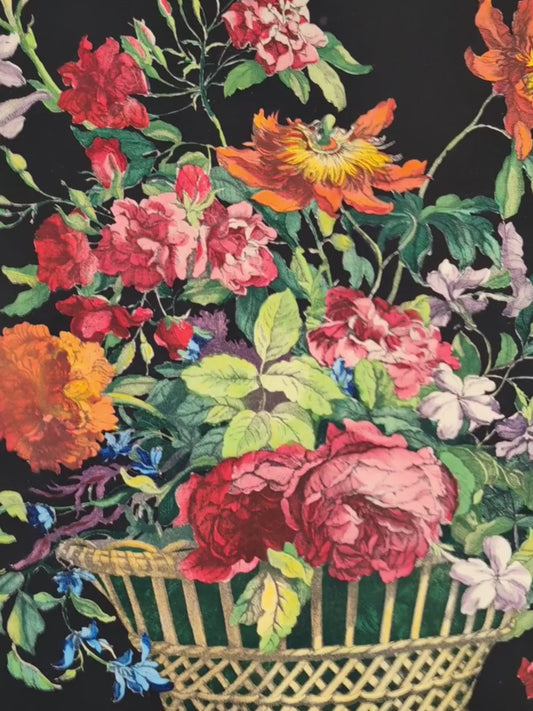 Basket of Flowers No. 1 | Jean-Baptiste Monnoyer Floral Chromolithograph | 1948 Vintage Print by Catalda Fine Arts