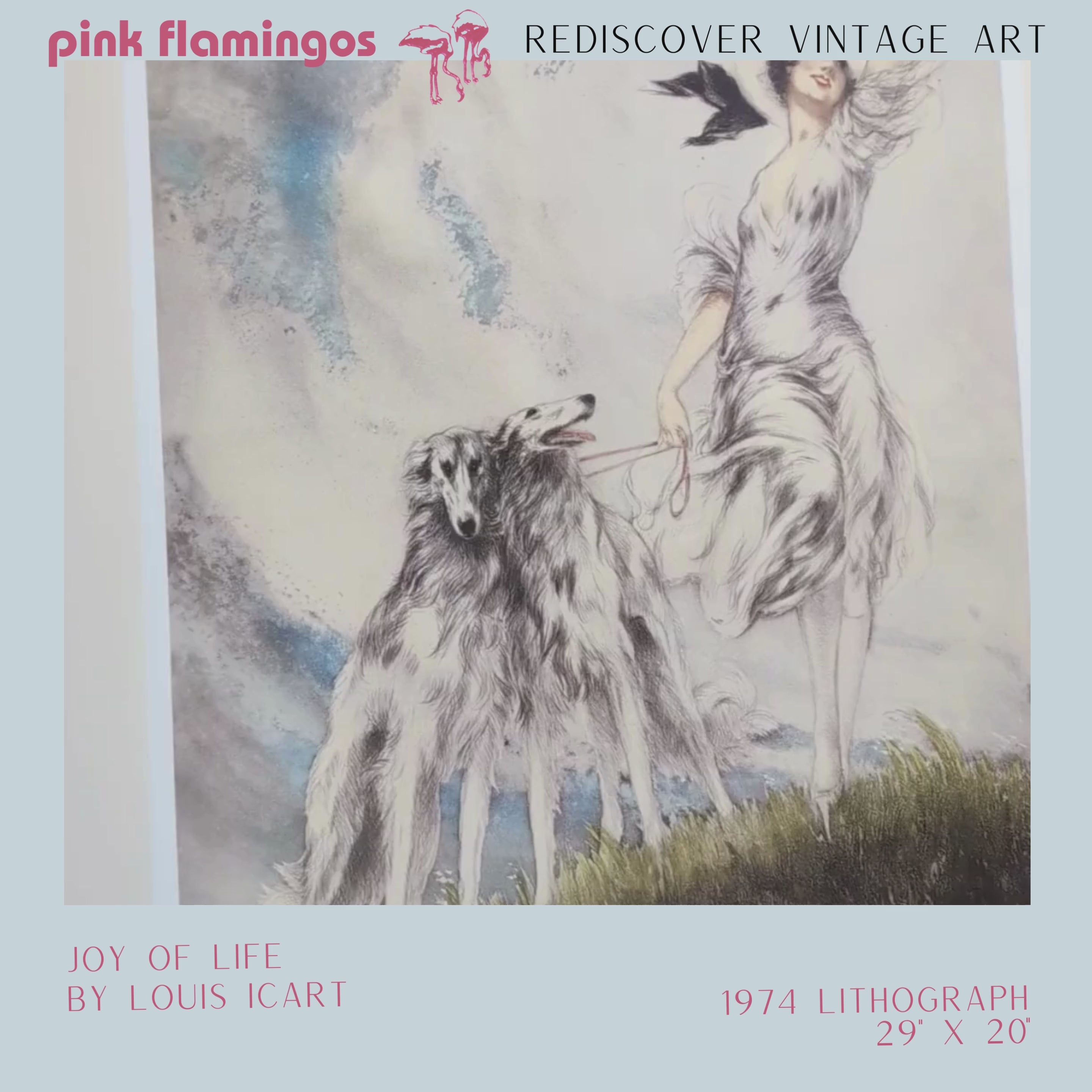Joy of Life by Louis Icart – 1970s Art Deco Lithograph | Pink