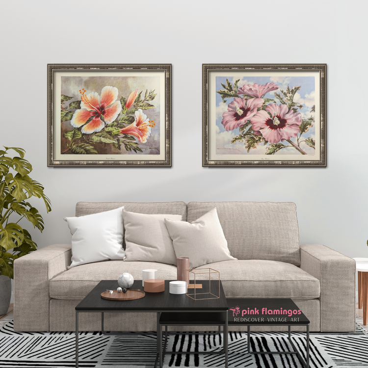 Sky Hibiscus by Erich F.T. Schenk | 1940s Vintage Floral Lithograph | Tropical Wall Art