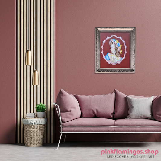 Lady Profile in Dubonnet by Terone | 1943 Beautytone Vintage Lithograph | Vintage Regency Wall Art