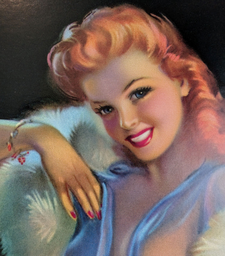 Titian Temptress by Jules Erbit | 1940s-50s Style Pinup | 1980s Glossy Lithograph