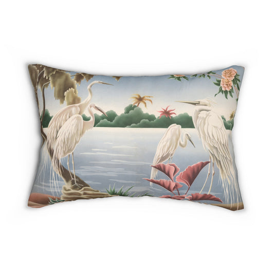 Turner Egret Lumbar Pillow | Print - on - Demand Decorative Throw Pillow - Home Decor - Pink Flamingos