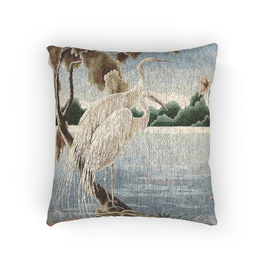 Turner Egret Woven Pillow - Design 1 | Print - on - Demand Tapestry Throw Pillow - Pillow - Pink Flamingos