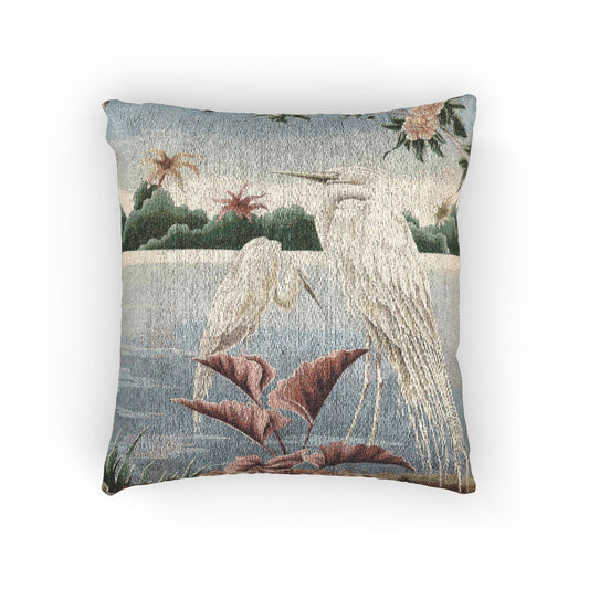 Turner Egret Woven Pillow - Design 2 | Print - on - Demand Tapestry Throw Pillow - Pillow - Pink Flamingos