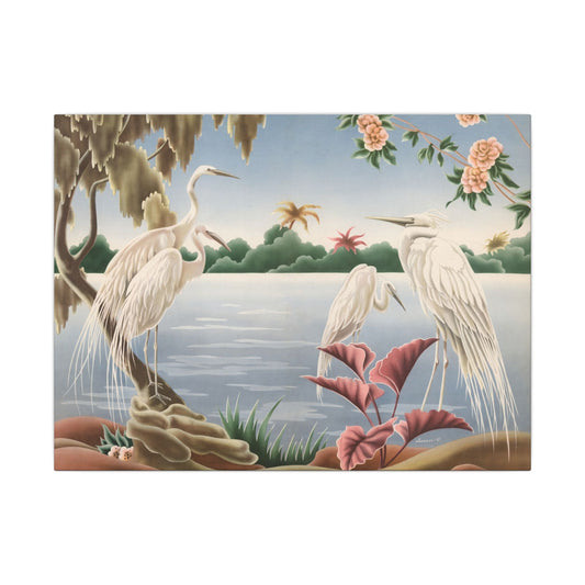 Turner Egrets Canvas | Print - on - Demand Reproduction | Stretched Matte Canvas - Canvas - Pink Flamingos