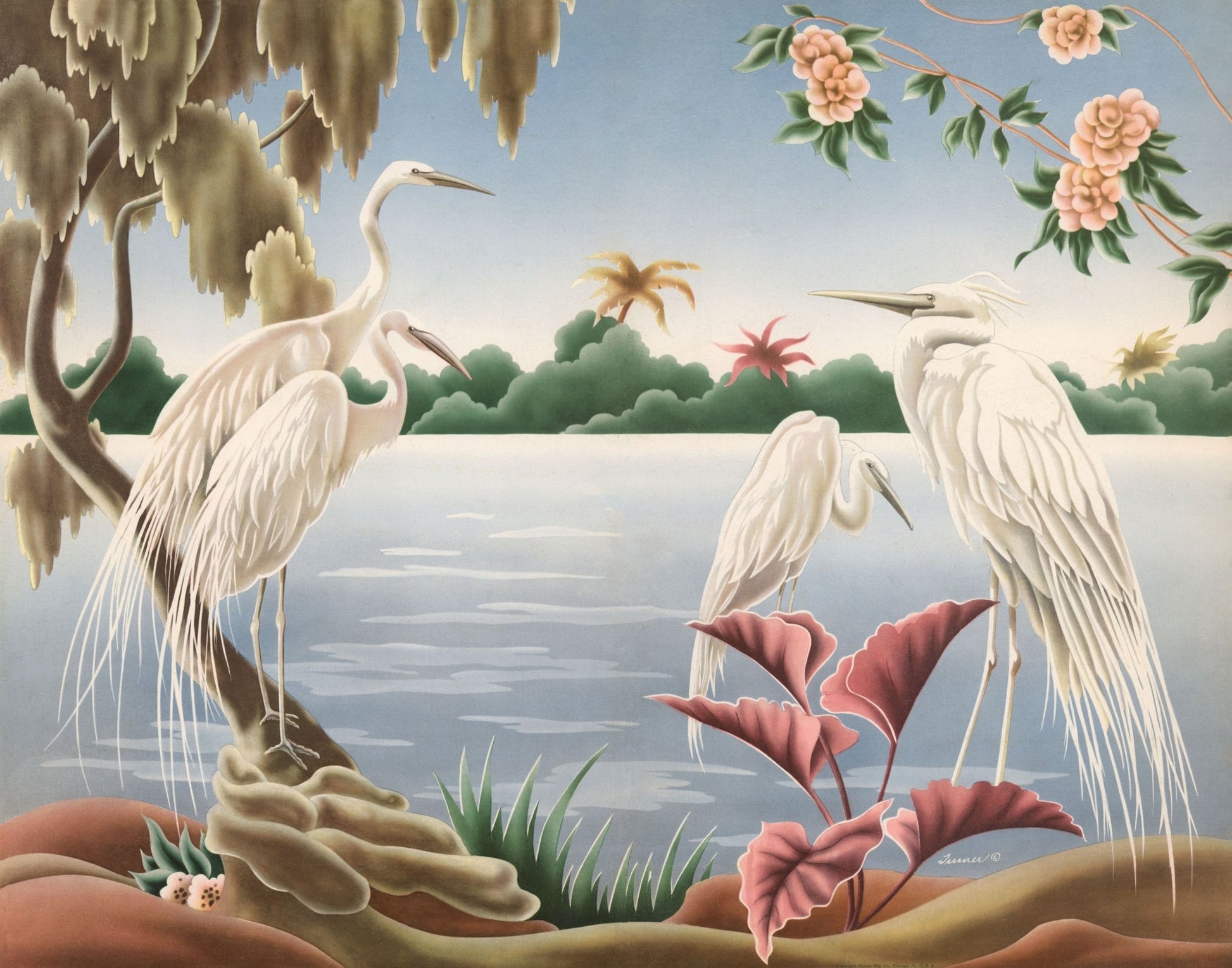 Turner Egrets vintage bird art giclee print - premium reproduction