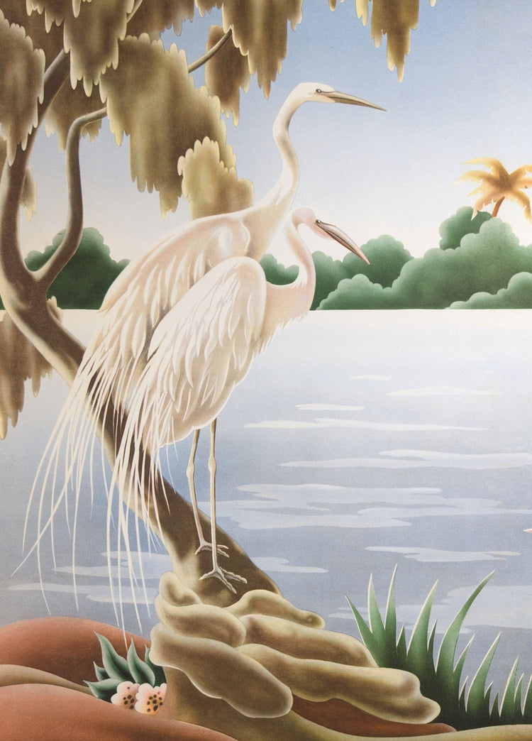 Turner Egrets vintage bird art detail shot