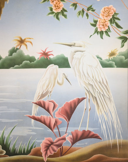 Turner Egrets vintage bird art detail shot