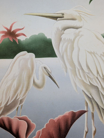 Turner Egrets vintage bird art detail shot