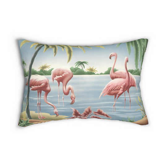 Turner Flamingo Lumbar Pillow | Print - on - Demand Decorative Pillow - Home Decor - Pink Flamingos