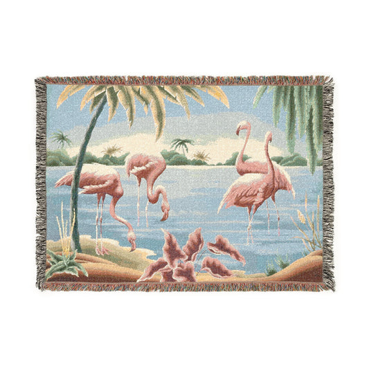 Turner Flamingo Woven Blanket | Print - on - Demand Tapestry Throw - Home Decor - Pink Flamingos