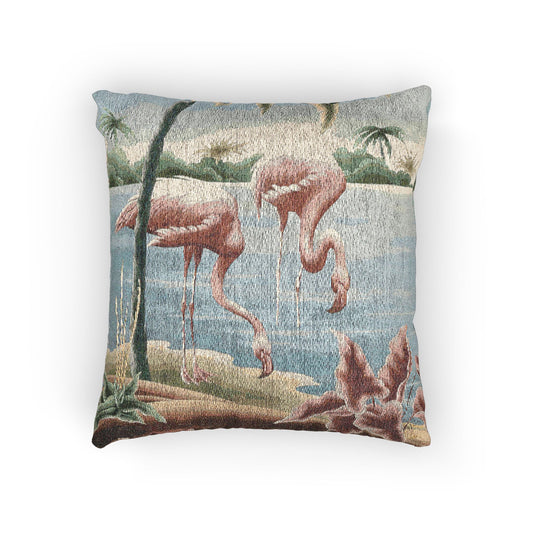 Turner Flamingo Woven Pillow - Design 1 | Print - on - Demand Tapestry Throw Pillow - Pillow - Pink Flamingos
