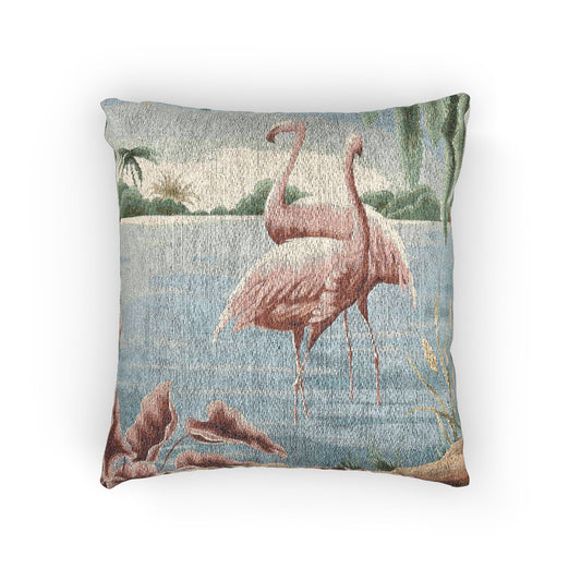 Turner Flamingo Woven Pillow - Design 2 | Print - on - Demand Tapestry Throw Pillow - Pillow - Pink Flamingos
