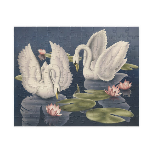 Turner Swans and Lillies Jigsaw Puzzle — Vintage Swans, Lily Pads & Pink Lotus (110/252/520/1014 pcs) - Puzzle - Pink Flamingos