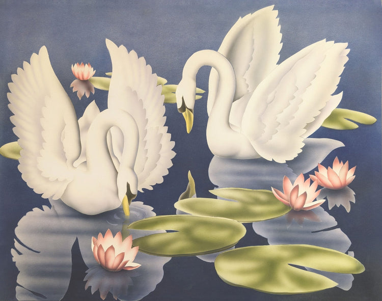 Turner Swans and Lillies vintage bird art giclee print - premium reproduction
