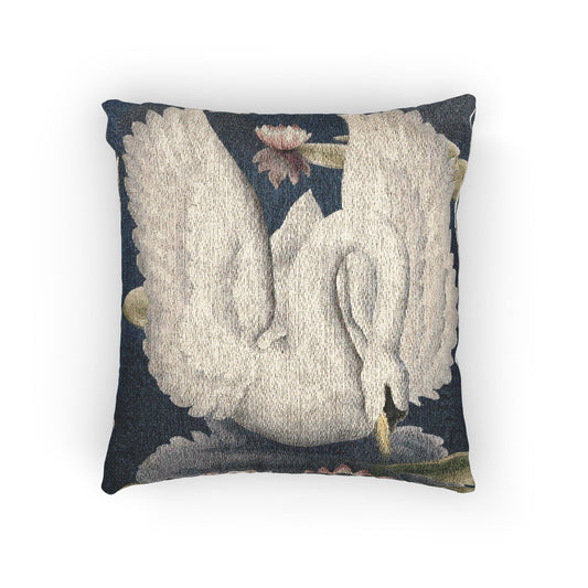 Turner Swans and Lillies Woven Pillow - Design 1 | Print - on - Demand Tapestry Throw Pillow - Pillow - Pink Flamingos