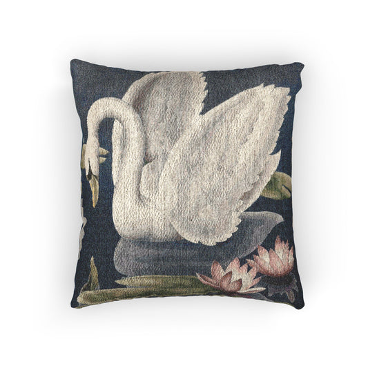 Turner Swans and Lillies Woven Pillow - Design 2 | Print - on - Demand Tapestry Throw Pillow - Pillow - Pink Flamingos