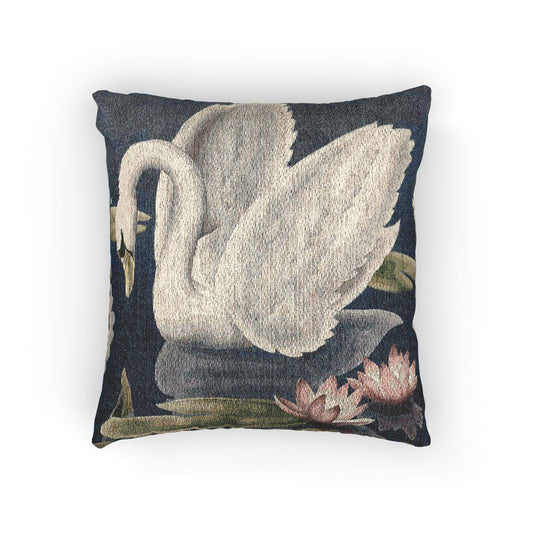 Turner Swans and Lillies Woven Pillow - Design 2 | Print - on - Demand Tapestry Throw Pillow - Pillow - Pink Flamingos