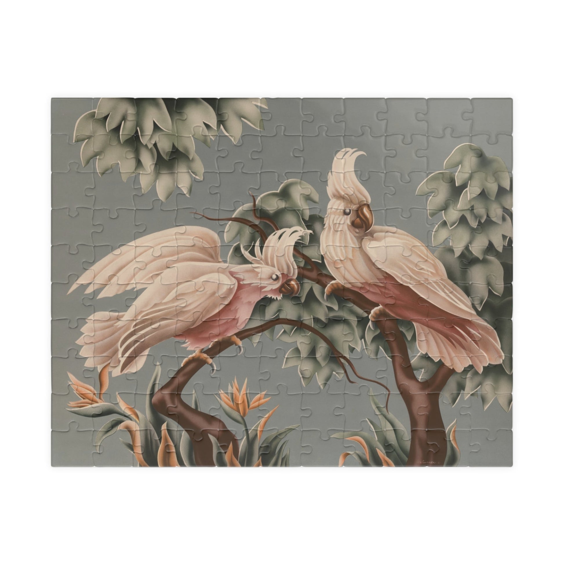 Turner White Cockatoo Jigsaw Puzzle — Vintage Tropical Bird Puzzle (110–1014 pcs) - Puzzle - Pink Flamingos