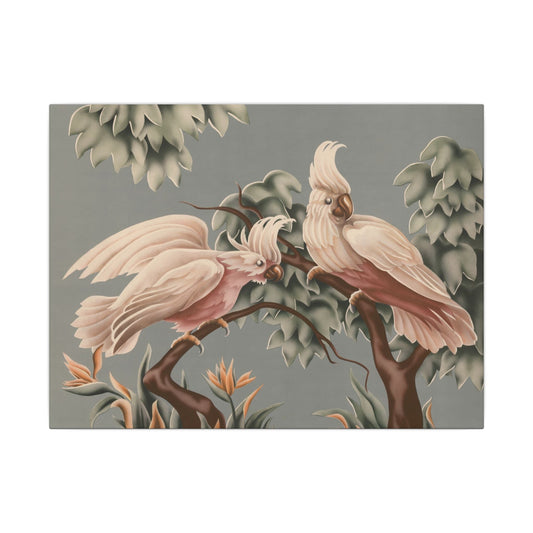 Turner White Cockatoos Canvas | Print - on - Demand Reproduction | Stretched Matte Canvas - Canvas - Pink Flamingos