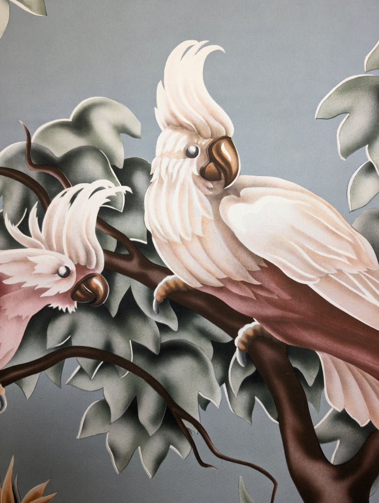 Turner Cockatoos vintage bird art detail shot