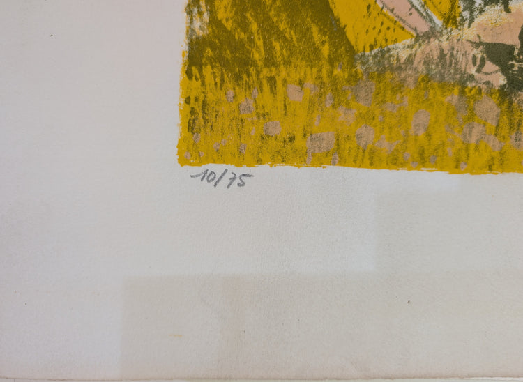 Untitled Landscape by Henri Van Moe | 1960s Signed Limited Edition | Sunset Mountain Scene
