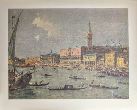 Venedig mit Dogenpalast by Francesco Guardi | Vintage Austrian Print | Grand Canal Cityscape Wall Art - Offset Lithograph - Pink Flamingos