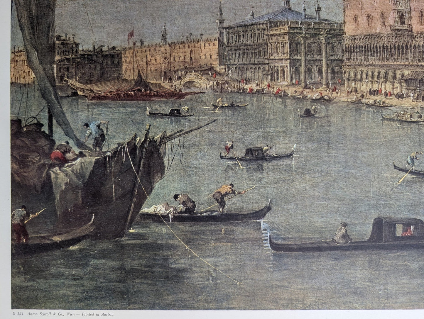 Venedig mit Dogenpalast by Francesco Guardi | Vintage Austrian Print | Grand Canal Cityscape Wall Art - Offset Lithograph - Pink Flamingos