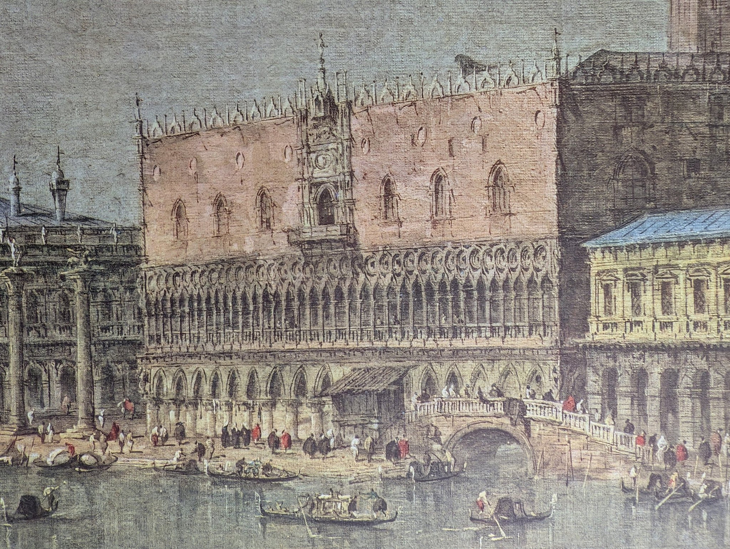 Venedig mit Dogenpalast by Francesco Guardi | Vintage Austrian Print | Grand Canal Cityscape Wall Art - Offset Lithograph - Pink Flamingos